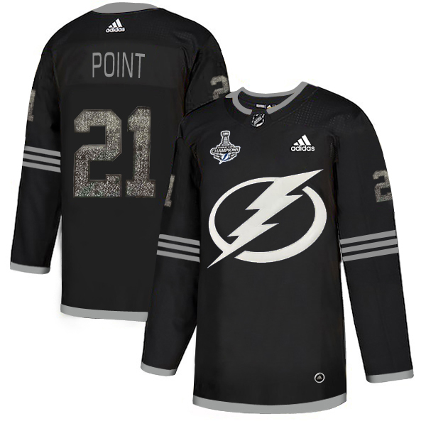 Men Adidas Tampa Bay Lightning #21 Brayden Point Black Authentic Classic 2020 Stanley Cup Champions Stitched NHL Jersey